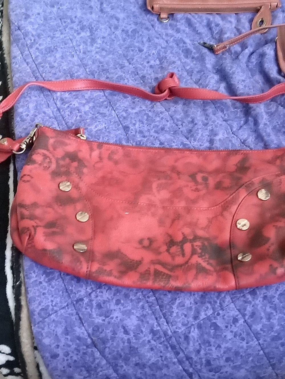 Foley + Corinna Red Distressed-Print Shoulder Bag